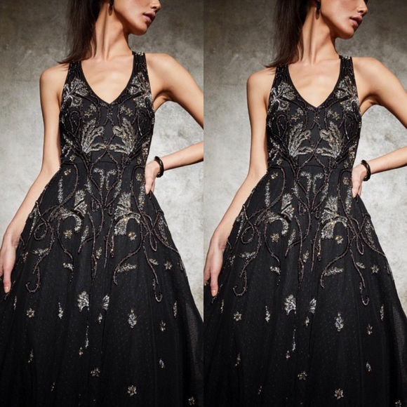 Aidan Mattox embellished midi V-neckline sleeveless dress - Picture 3 of 6